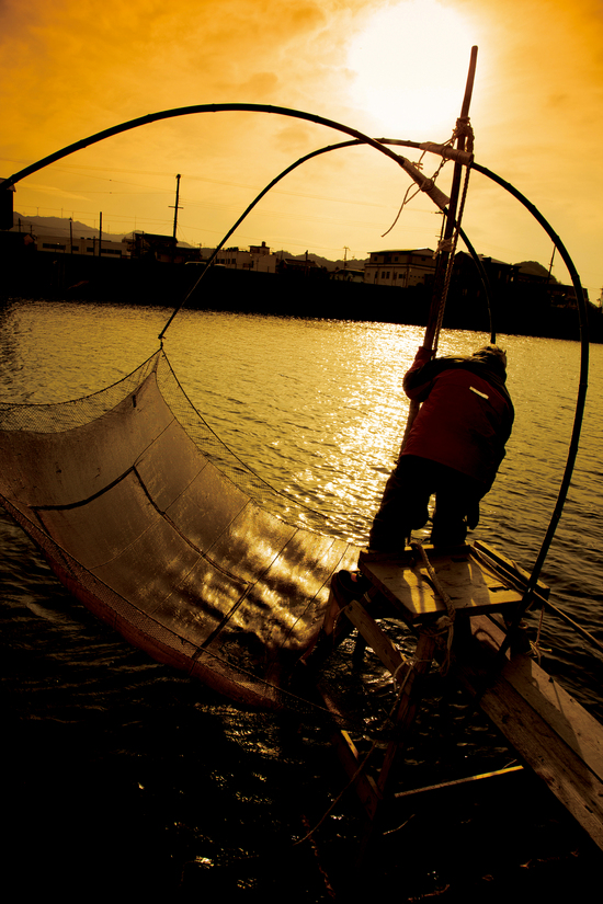 シロウオ漁（四つ手網漁）の画像