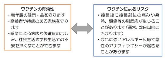 ワクチンの有効性と副反応のリスクの画像